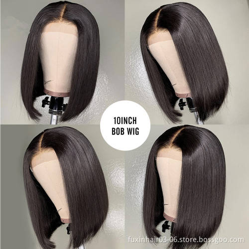 Free Part 4x4 Lace Closure Wig Short Virgin Human Hair Lace Front Bob Wigs 6x6 Hd Transparent Lace Wig